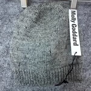 Molly Goddard Knitted Beanie Hat Womens Gray Lambswool Lined Winter Outdoor